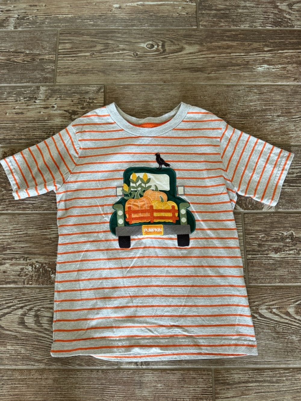 Gymboree Orange & White Striped Pumpkin Truck Short Sleeve Tee